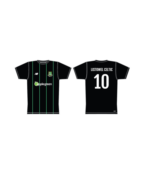 Listowel Celtic (Applegreen Sponsor) Mens Crew Neck Short Sleeve Football Jersey Black/Green