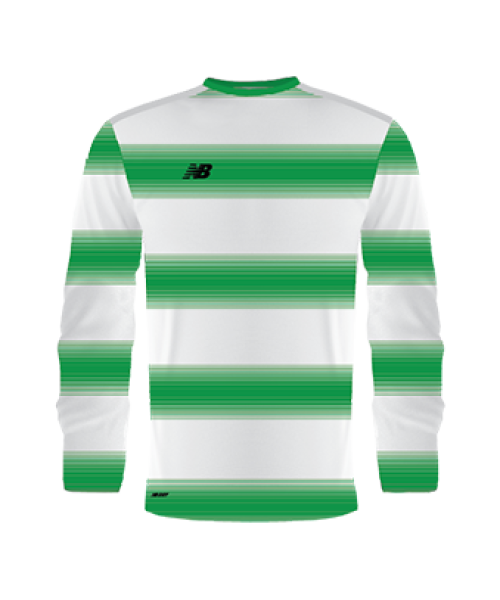NB Juniors Hoops Long Sleeve Jersey White and Jolly Green