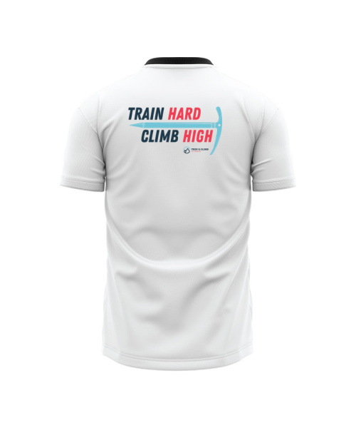 Trek & Climb Fitness Train Hard / Climb High Womens Performance Tee White